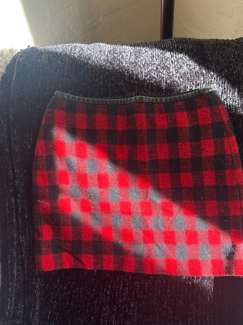Madewell Red and Black Plaid Mini Skirt
